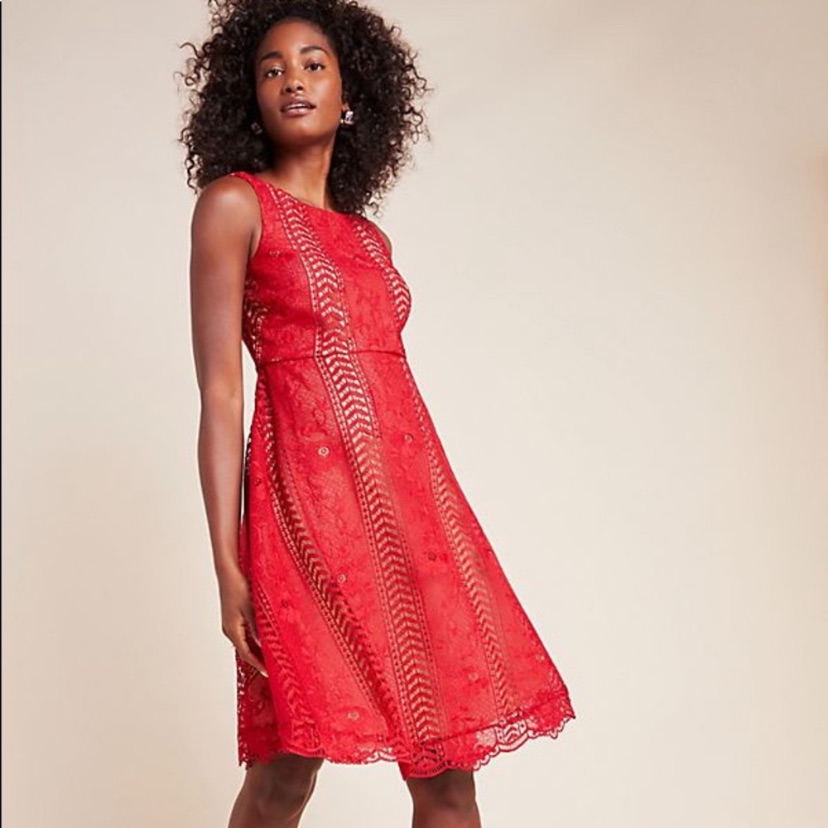 Nwt Maeve Georgia Red Lace Dress Anthropologie